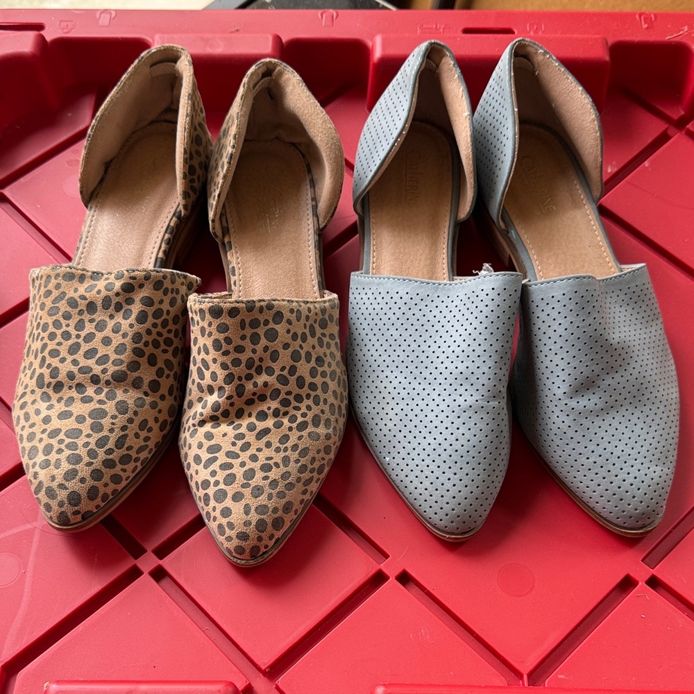 Catherine Malandrino Stylish Women's Slip-On Shoes - 2 pair, Leopard and Blue, 8